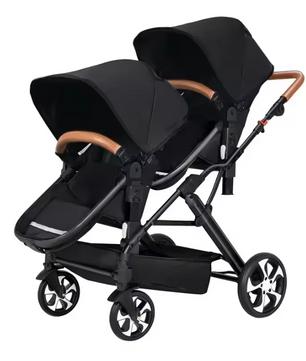 Dubbele Kinderwagen voor Tweelingen – Opvouwbaar, Met Schokdemping en Lig-/Zitfunctie