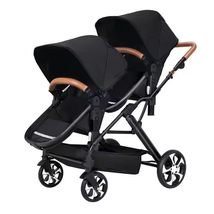 Dubbele Kinderwagen voor Tweelingen – Opvouwbaar, Met Schokdemping en Lig-/Zitfunctie