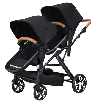 Dubbele Kinderwagen voor Tweelingen – Opvouwbaar, Met Schokdemping en Lig-/Zitfunctie