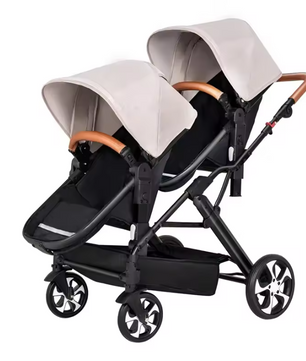 Dubbele Kinderwagen voor Tweelingen – Opvouwbaar, Met Schokdemping en Lig-/Zitfunctie