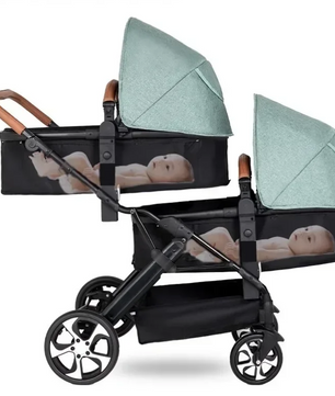 Dubbele Kinderwagen voor Tweelingen – Opvouwbaar, Met Schokdemping en Lig-/Zitfunctie