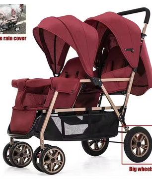 Dubbele Kinderwagen met Voor- en Achterzit – Opvouwbare Tweelingwagen