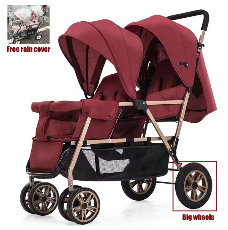Dubbele Kinderwagen met Voor- en Achterzit – Opvouwbare Tweelingwagen