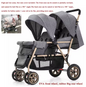 Dubbele Kinderwagen met Voor- en Achterzit – Opvouwbare Tweelingwagen