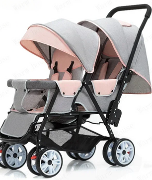 Dubbele Kinderwagen met Voor- en Achterzit – Opvouwbare Tweelingwagen