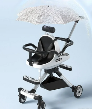 Lichtgewicht Tweeling Kinderwagen – Hoge Zitpositie, Opvouwbaar en Met Parasol