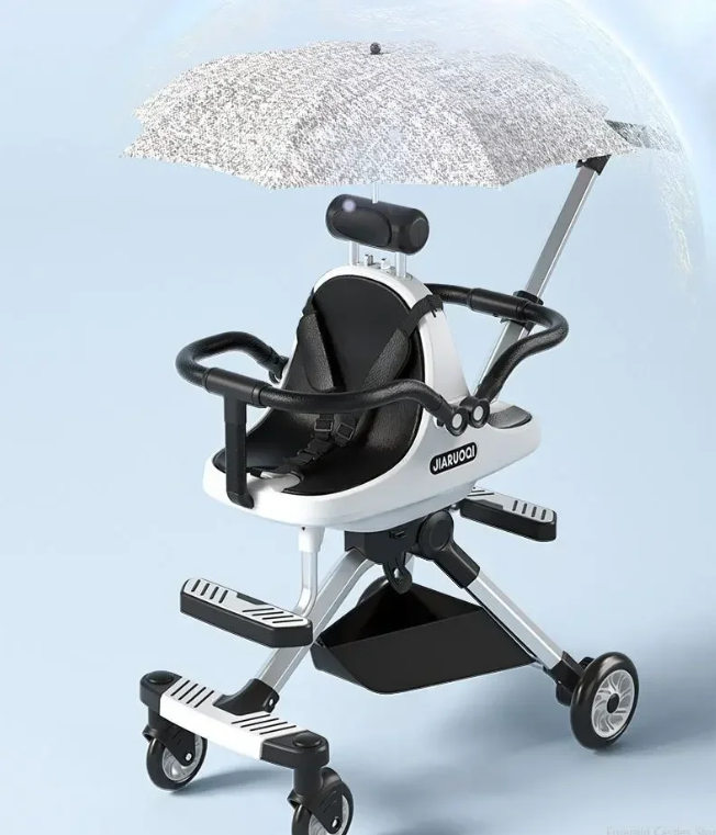 Lichtgewicht Tweeling Kinderwagen – Hoge Zitpositie, Opvouwbaar en Met Parasol
