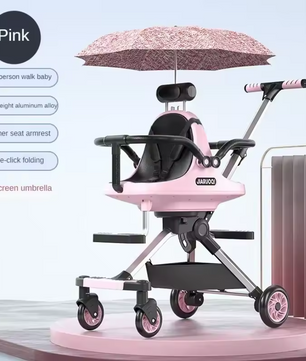 Lichtgewicht Tweeling Kinderwagen – Hoge Zitpositie, Opvouwbaar en Met Parasol