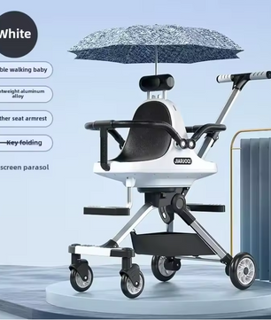 Lichtgewicht Tweeling Kinderwagen – Hoge Zitpositie, Opvouwbaar en Met Parasol