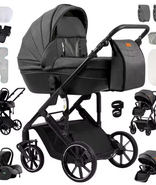 Luxe 3-in-1 Baby Kinderwagen – Lichtgewicht Vierwiel Reissysteem voor Pasgeborenen