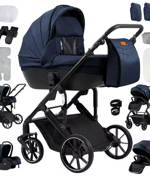 Luxe 3-in-1 Baby Kinderwagen – Lichtgewicht Vierwiel Reissysteem voor Pasgeborenen