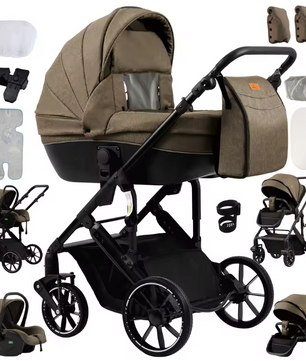 Luxe 3-in-1 Baby Kinderwagen – Lichtgewicht Vierwiel Reissysteem voor Pasgeborenen