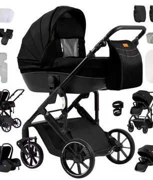 Luxe 3-in-1 Baby Kinderwagen – Lichtgewicht Vierwiel Reissysteem voor Pasgeborenen