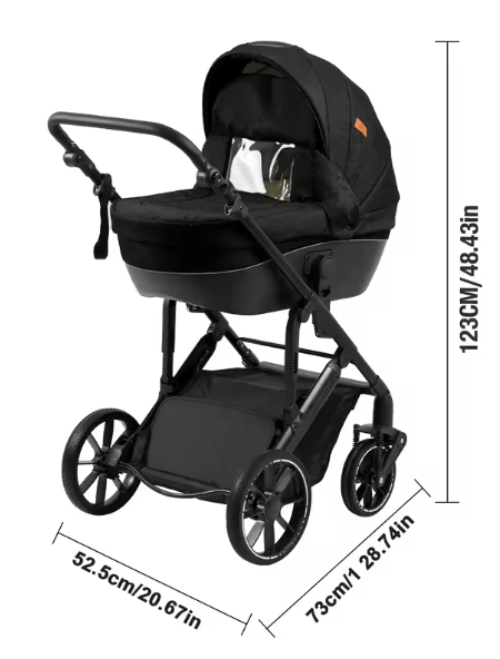 Luxe 3-in-1 Baby Kinderwagen – Lichtgewicht Vierwiel Reissysteem voor Pasgeborenen