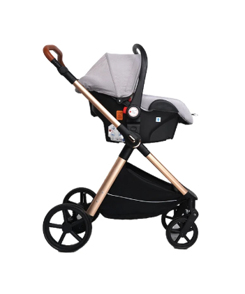 Luxe 3-in-1 Baby Kinderwagen – Lichtgewicht Vierwiel Reissysteem voor Pasgeborenen