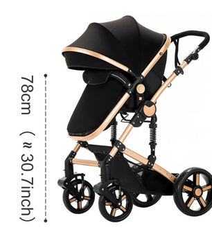 3-in-1 Baby Kinderwagen met Hoge Zit – Opvouwbare Reiswieg en Autostoeloptie