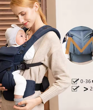 Ergonomische Baby Draagzak 360° – Ademend Katoen, Voor- en Achterdragen