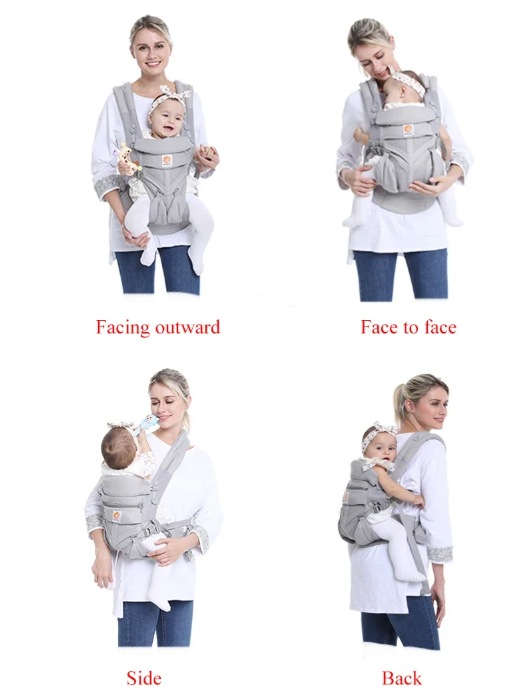 Ergonomische Baby Draagzak 360° – Ademend Katoen, Voor- en Achterdragen