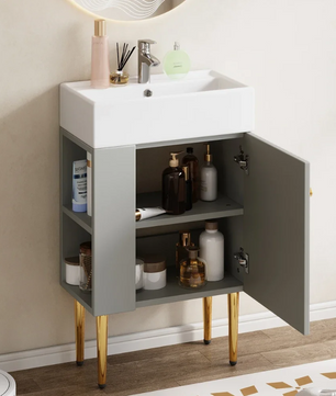 Compact Badkamermeubel met Wastafel – 55 cm, Modern en Ruimtebesparend