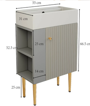 Compact Badkamermeubel met Wastafel – 55 cm, Modern en Ruimtebesparend