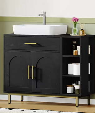 Badkamermeubel met Wastafel – Met Lade, Kastdeuren en Open Vakken