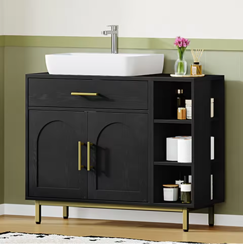 Badkamermeubel met Wastafel – Met Lade, Kastdeuren en Open Vakken