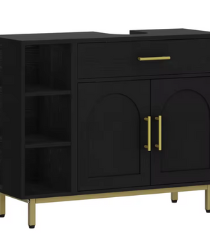 Badkamermeubel met Wastafel – Met Lade, Kastdeuren en Open Vakken