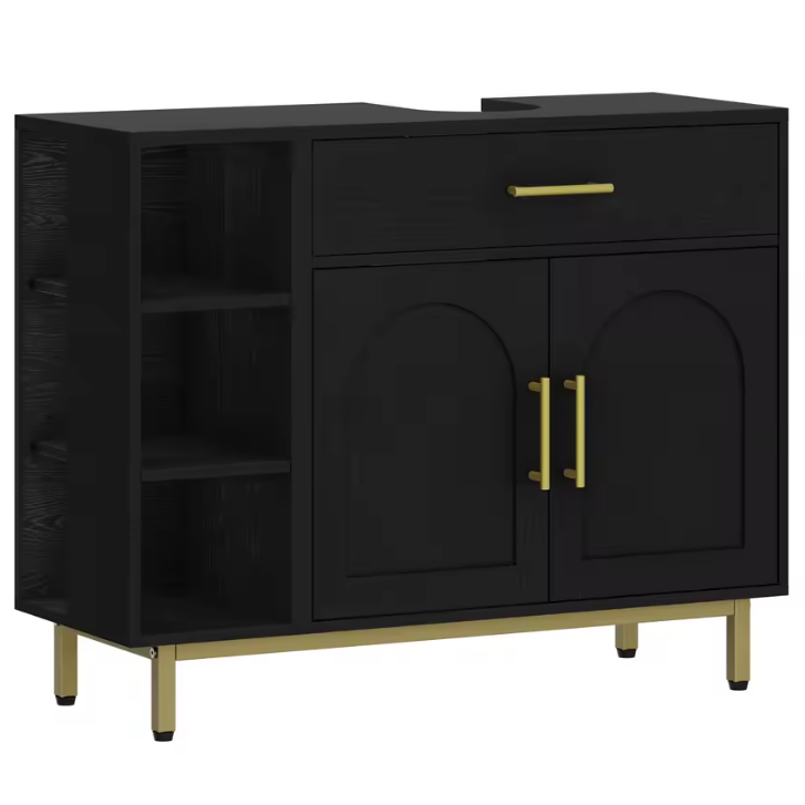 Badkamermeubel met Wastafel – Met Lade, Kastdeuren en Open Vakken