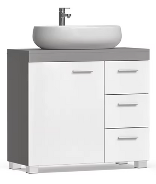 Wastafel Onderkast met Poten – 3 Lades en Verstelbare Plank