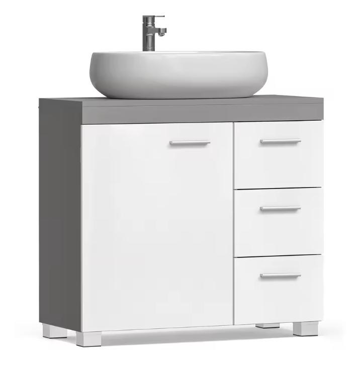 Wastafel Onderkast met Poten – 3 Lades en Verstelbare Plank