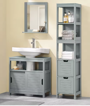 Wastafel Onderkast met Schuifdeuren – Compact Badkamermeubel met Open Vak