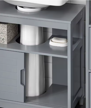 Wastafel Onderkast met Schuifdeuren – Compact Badkamermeubel met Open Vak