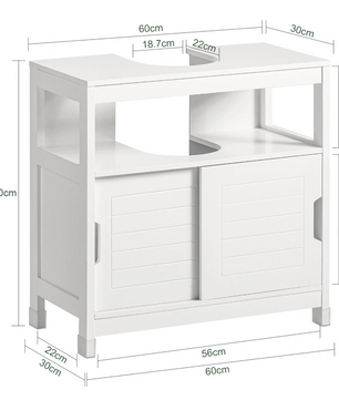 Wastafel Onderkast met Schuifdeuren – Compact Badkamermeubel met Open Vak