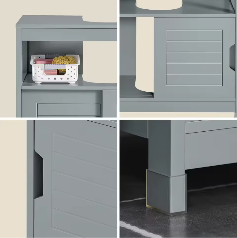 Wastafel Onderkast met Schuifdeuren – Compact Badkamermeubel met Open Vak