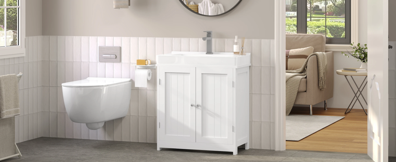 Badkamer Onderkast voor Wastafel – Staand Opbergmeubel met 2 Deuren