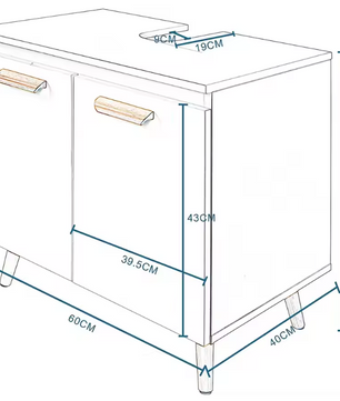 Badkamer Onderkast op Poten – Staand Wastafelmeubel met Opbergruimte