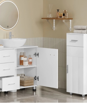 Vrijstaand Badkamermeubel met Wastafelonderkast – 3 Lades en Verstelbare Plank