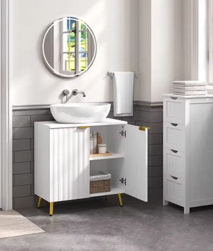 Badkamer Onderkast voor Wastafel – Modern Opbergmeubel met Verstelbare Plank