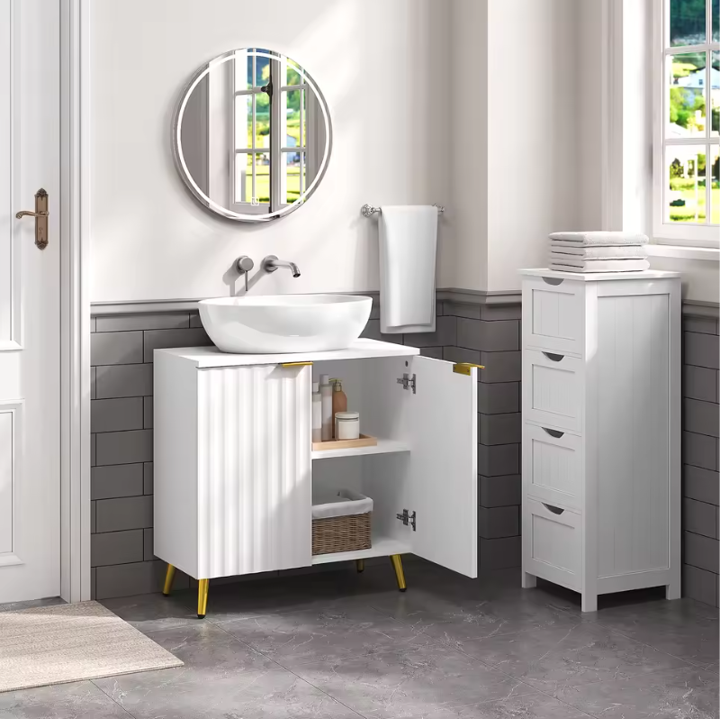 Badkamer Onderkast voor Wastafel – Modern Opbergmeubel met Verstelbare Plank