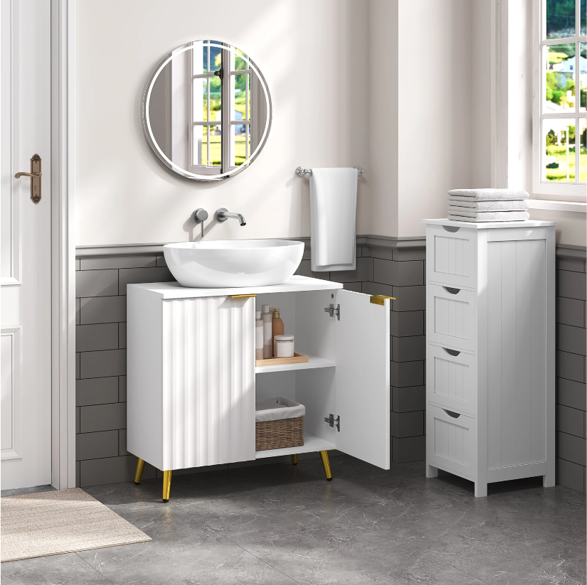 Badkamer Onderkast voor Wastafel – Modern Opbergmeubel met Verstelbare Plank