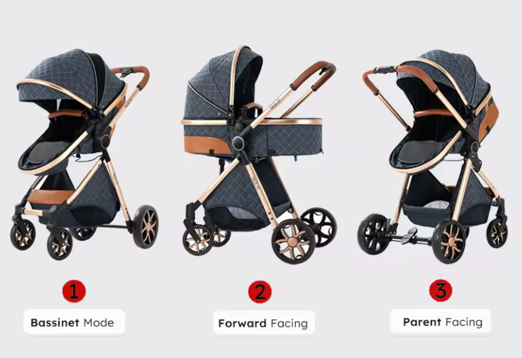 3-in-1 Reissysteem Kinderwagen met ISOFIX-basis – Inclusief Autostoeltje en Draagmand, Compact en Veilig
