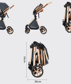 3-in-1 Reissysteem Kinderwagen met ISOFIX-basis – Inclusief Autostoeltje en Draagmand, Compact en Veilig