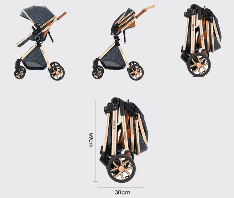 3-in-1 Reissysteem Kinderwagen met ISOFIX-basis – Inclusief Autostoeltje en Draagmand, Compact en Veilig