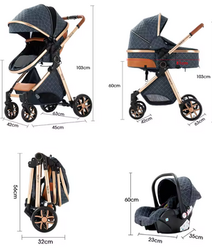 3-in-1 Reissysteem Kinderwagen met ISOFIX-basis – Inclusief Autostoeltje en Draagmand, Compact en Veilig