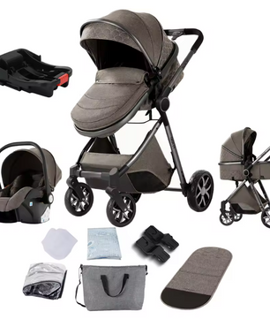 3-in-1 Reissysteem Kinderwagen met ISOFIX-basis – Inclusief Autostoeltje en Draagmand, Compact en Veilig
