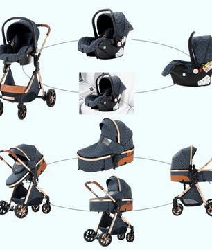 3-in-1 Reissysteem Kinderwagen met ISOFIX-basis – Inclusief Autostoeltje en Draagmand, Compact en Veilig