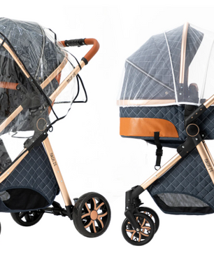 3-in-1 Reissysteem Kinderwagen met ISOFIX-basis – Inclusief Autostoeltje en Draagmand, Compact en Veilig