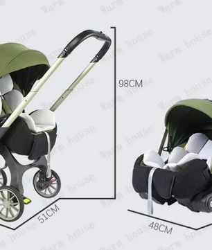 4-in-1 Kinderwagen Reissysteem – Twee-weg Zitting, Opvouwbaar en Lichtgewicht