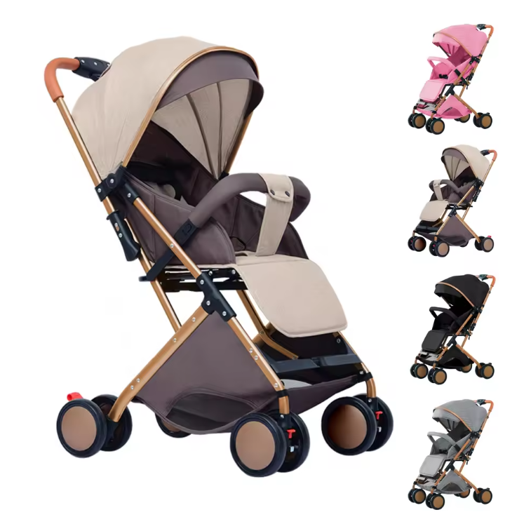Kinderwagen voor 0–6 Jaar – Inklapbaar, Zit- en Ligstand, Met Klamboe