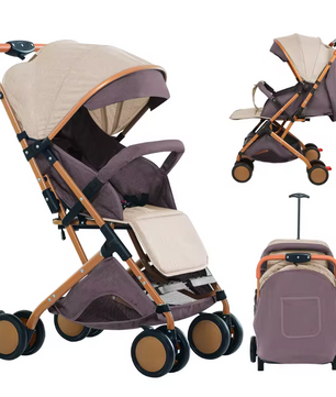 Kinderwagen voor 0–6 Jaar – Inklapbaar, Zit- en Ligstand, Met Klamboe